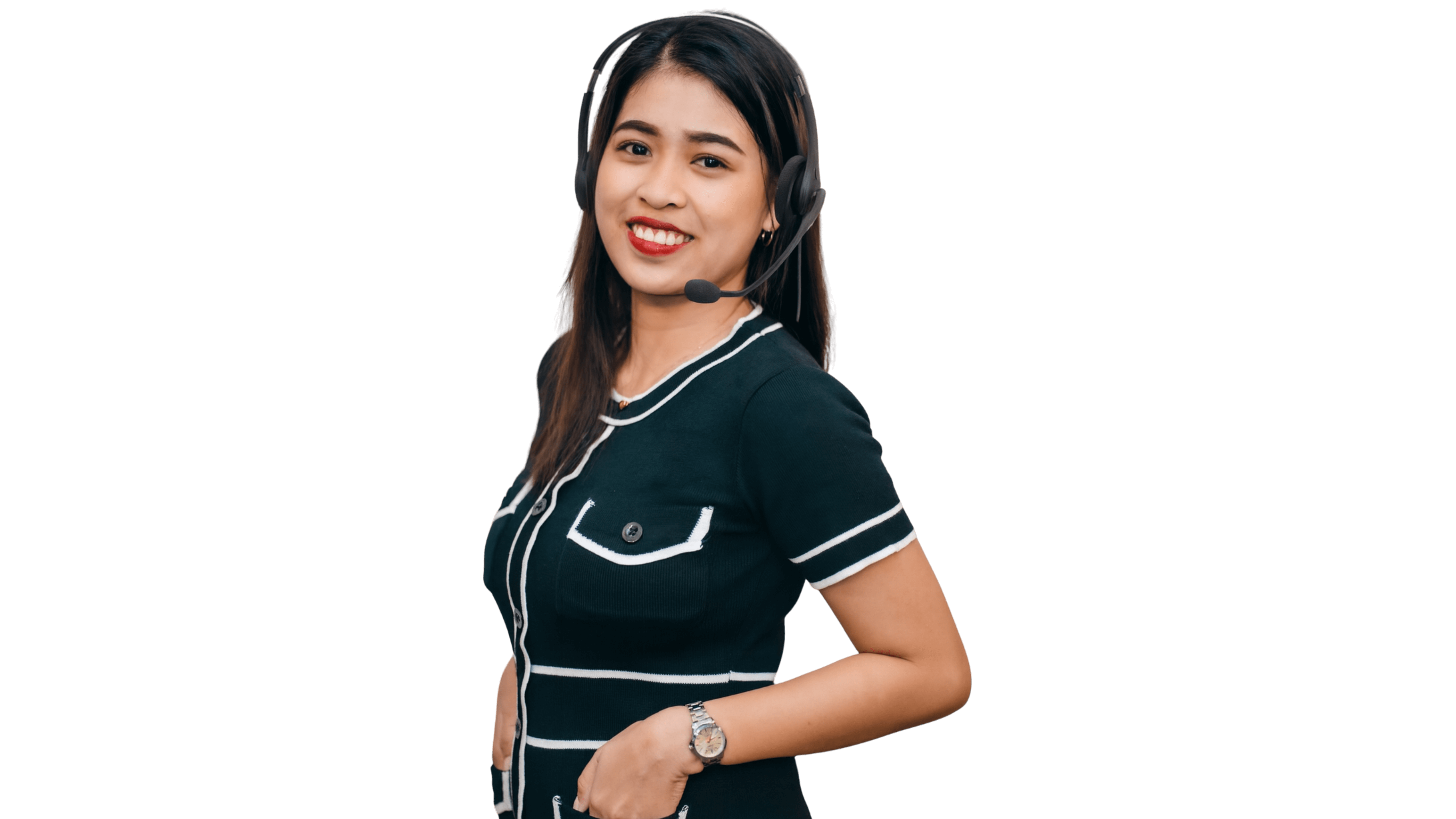 Professional JPO agent with headset ready to assist residential services